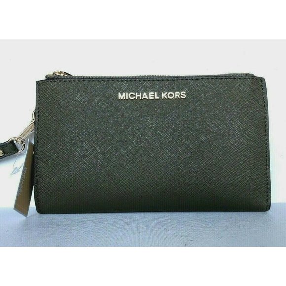 New Michael Kors Jet Set Travel Double Zip Wallet Leather Duffle - Picture 1 of 6